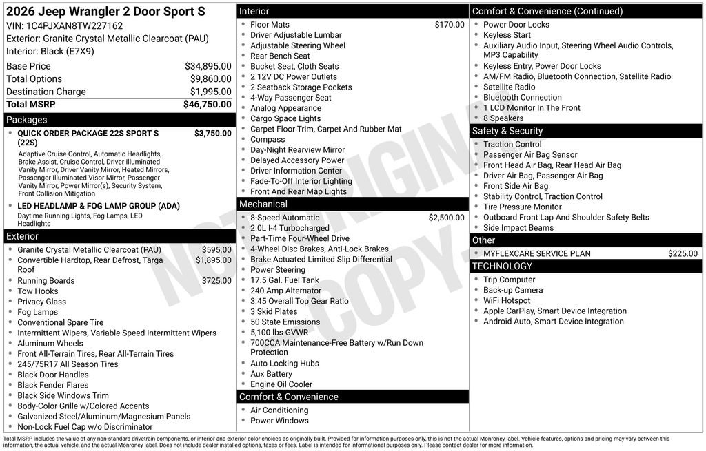 New 2026 Jeep Wrangler Sport S image 3