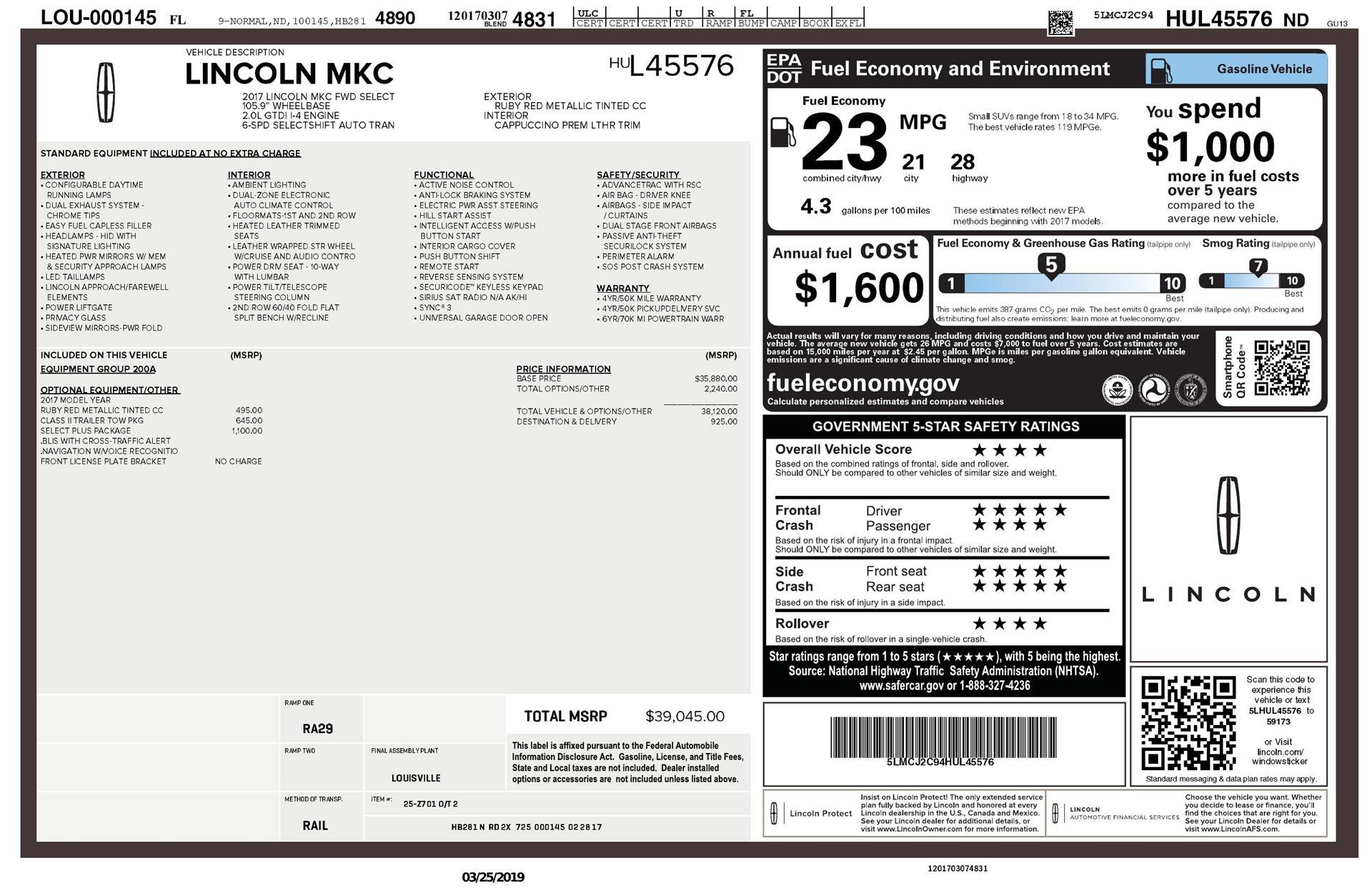 Used 2017 Lincoln MKC Select w/ Select Plus Package FWD image 3