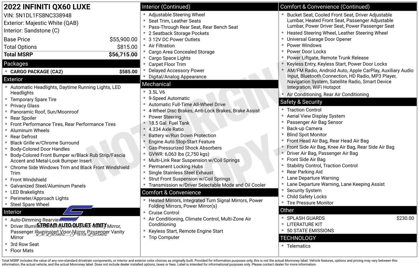 Used 2022 INFINITI QX60 Luxe w/ Cargo Package image 39