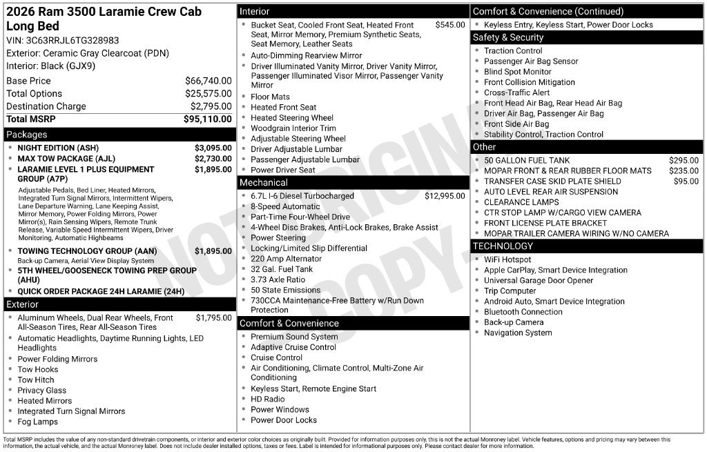 New 2026 RAM 3500 Laramie w/ Night Edition AWD/4WD image 22