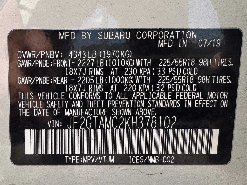 Used 2019 Subaru Crosstrek 2.0i Limited w/ Moonroof Package AWD/4WD image 13
