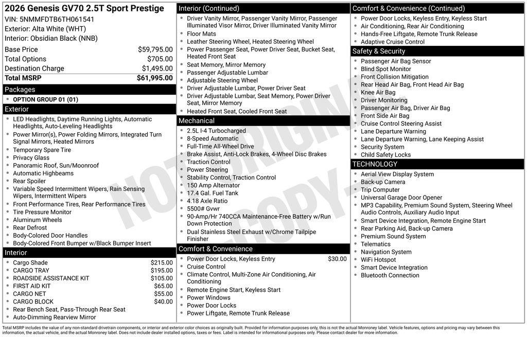 New 2026 Genesis GV70 2.5T Sport Prestige AWD/4WD image 16