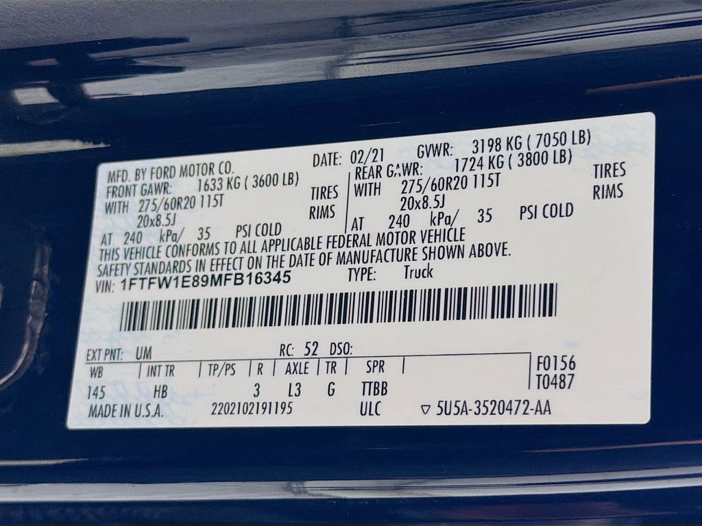 Used 2021 Ford F150 Lariat w/ Equipment Group 502A High AWD/4WD image 37