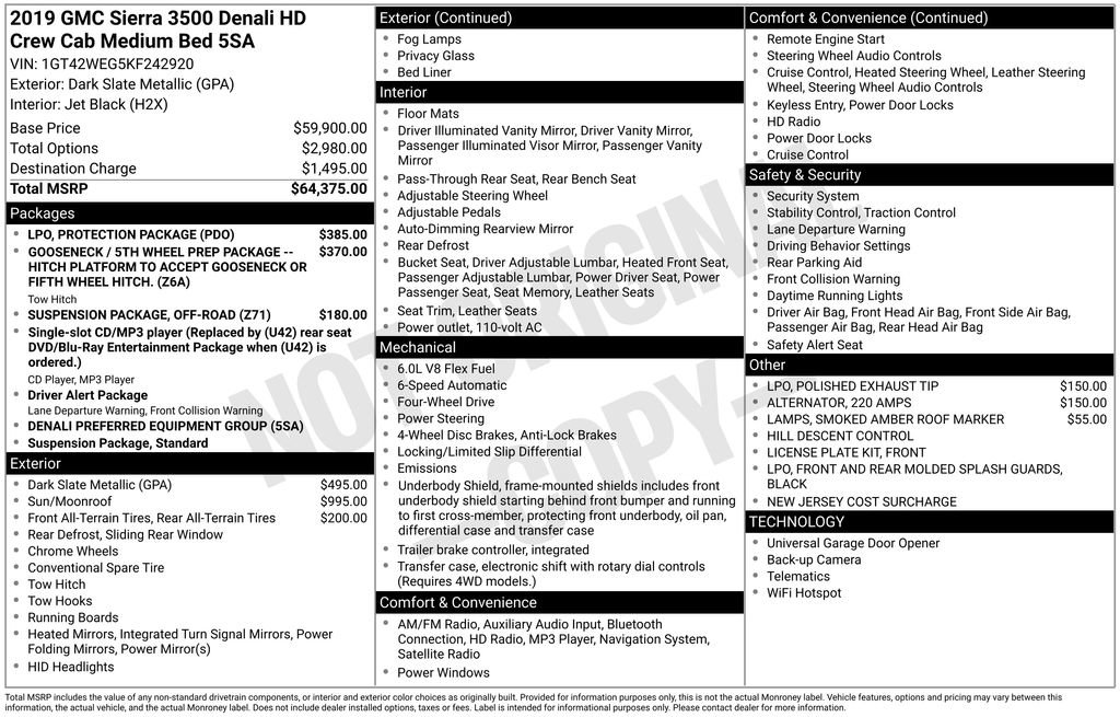 Used 2019 GMC Sierra 3500 Denali w/ LPO, Protection Package image 9