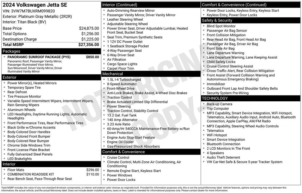 Certified 2024 Volkswagen Jetta SE w/ Panoramic Sunroof Package FWD image 18