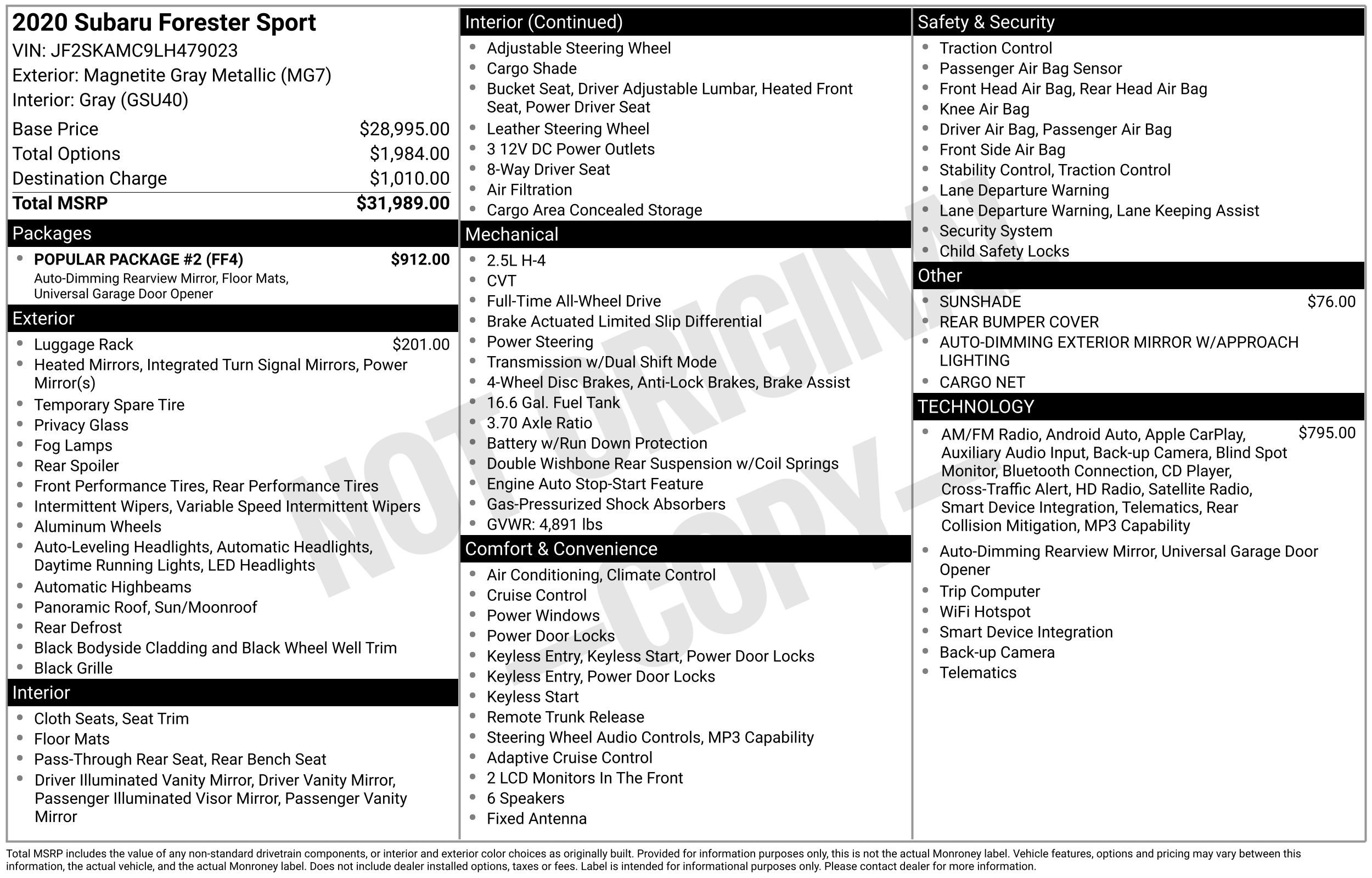 Used 2020 Subaru Forester Sport w/ Popular Package #2 image 46