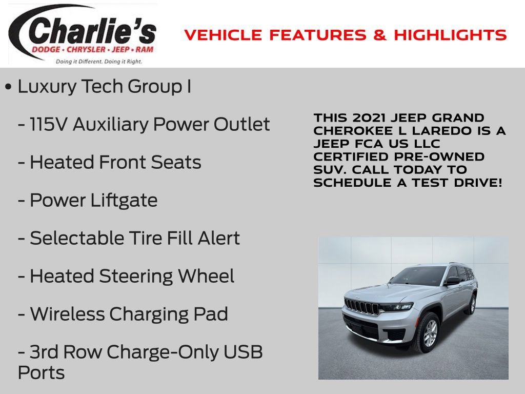 Certified 2021 Jeep Grand Cherokee L Laredo w/ Luxury Tech Group I image 19