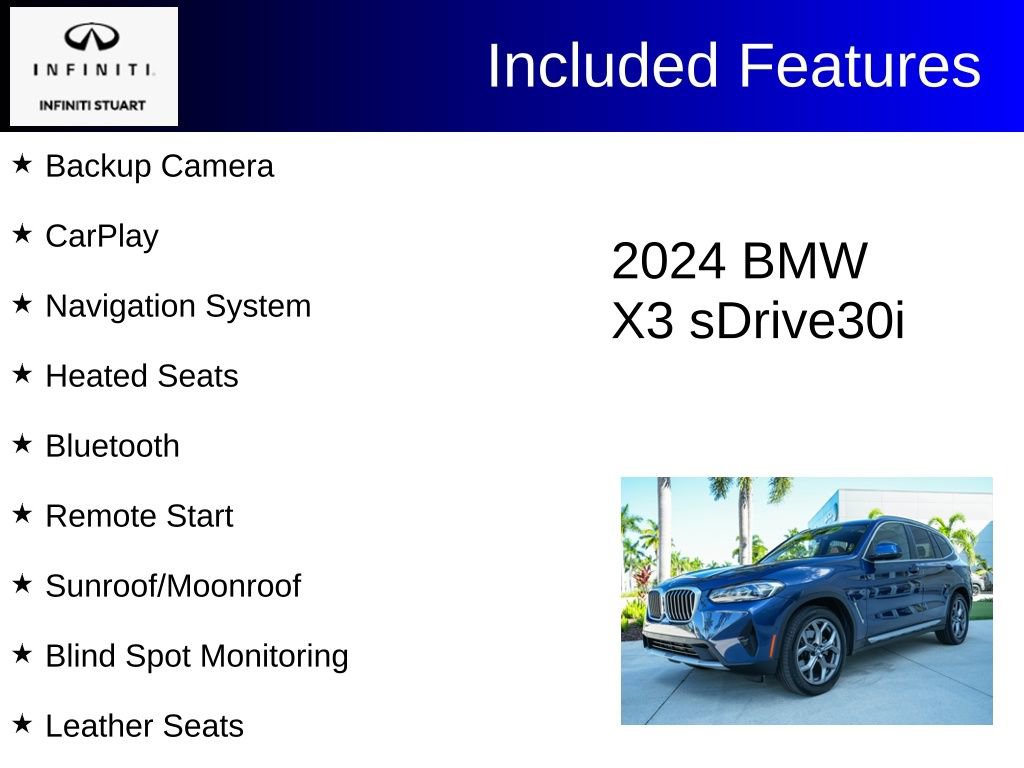 Used 2024 BMW X3 sDrive30i w/ Convenience Package w/ZPA image 2