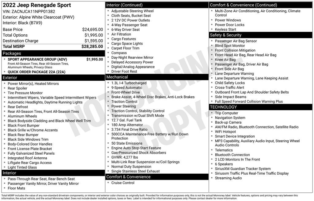 Used 2022 Jeep Renegade Sport w/ Sport Appearance Group FWD image 38