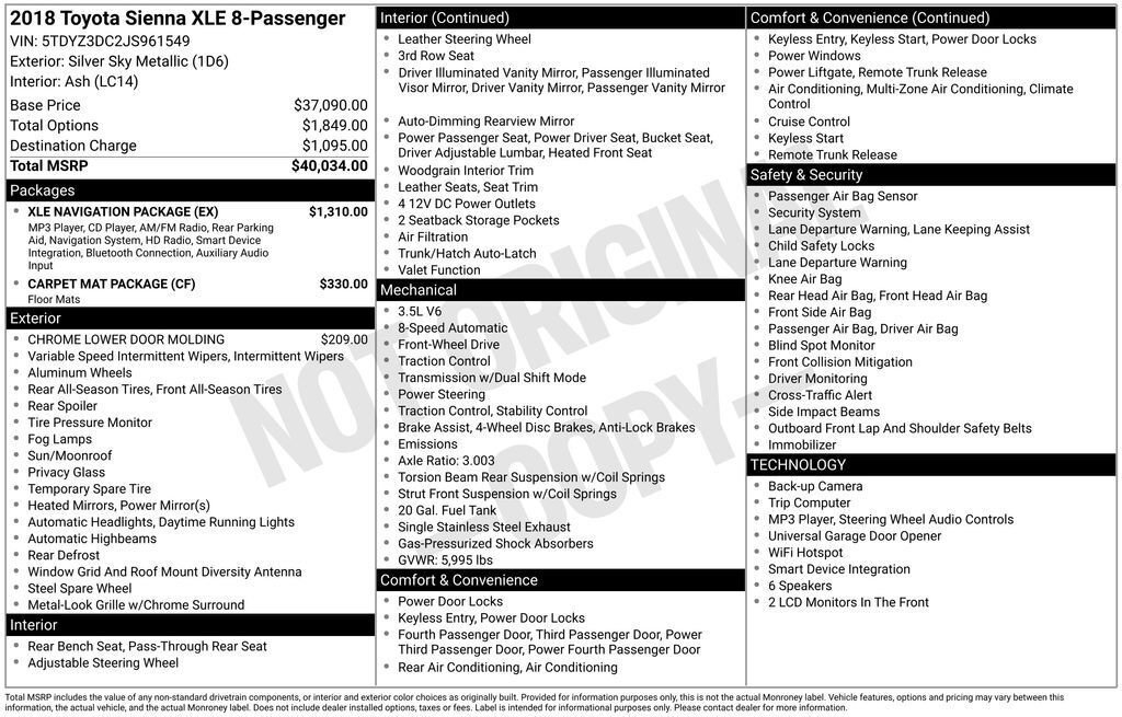 Used 2018 Toyota Sienna XLE w/ XLE Navigation Package FWD image 31