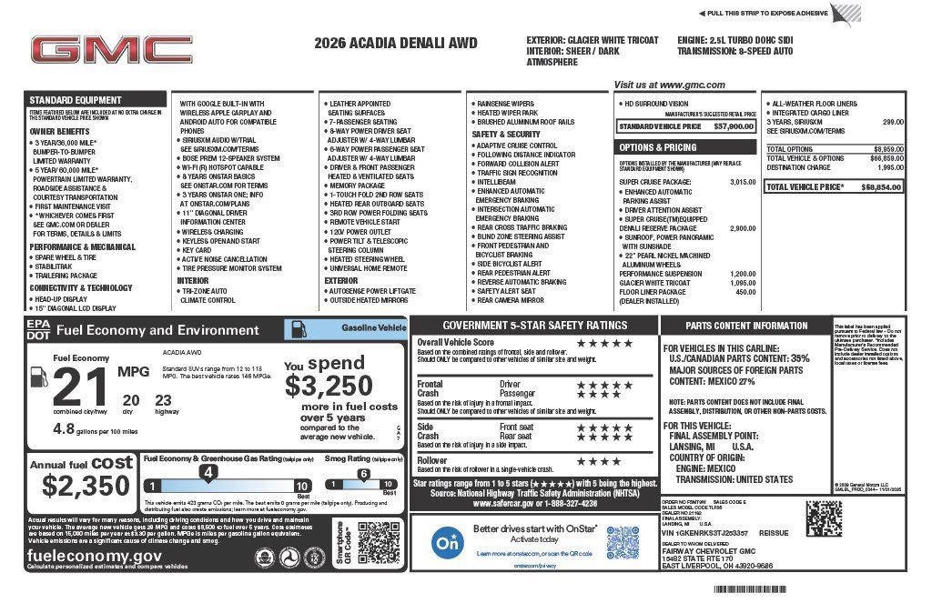 New 2026 GMC Acadia Denali w/ Super Cruise Package image 4