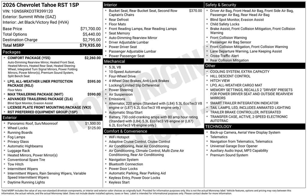 New 2026 Chevrolet Tahoe RST w/ Comfort Package AWD/4WD image 6