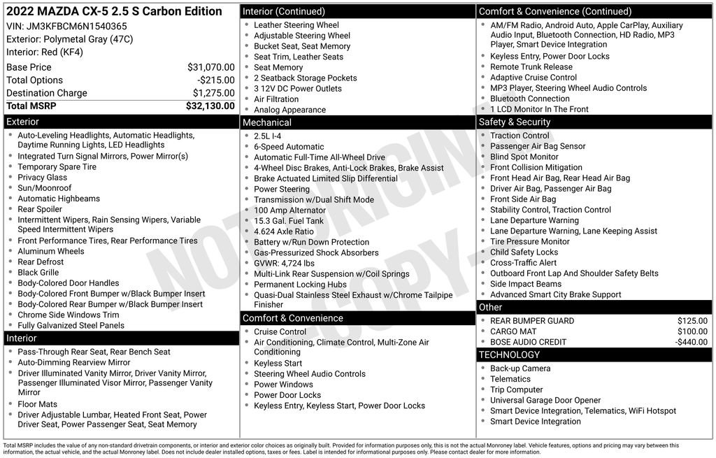 Used 2022 MAZDA CX-5 Carbon Edition image 3