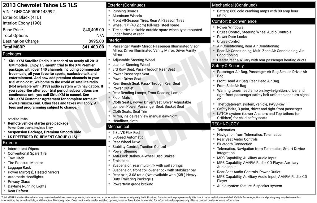 Used 2013 Chevrolet Tahoe LS RWD image 2
