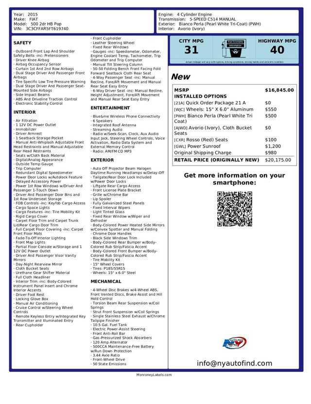 Used 2015 FIAT 500 Pop FWD image 9
