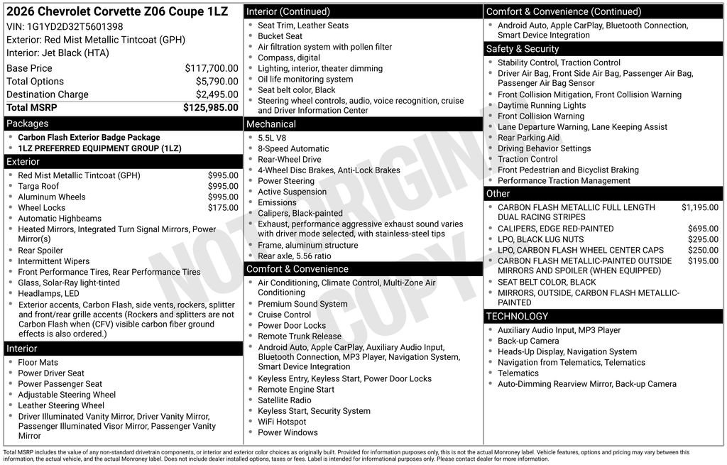 New 2026 Chevrolet Corvette Z06 image 4