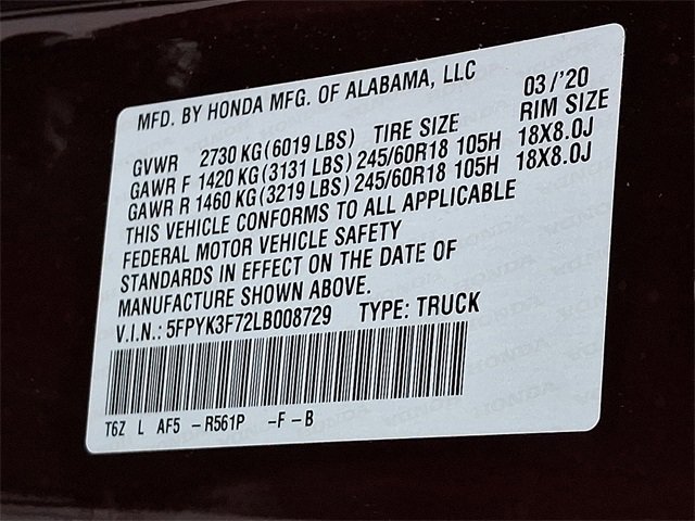 Certified 2020 Honda Ridgeline RTL-E image 25