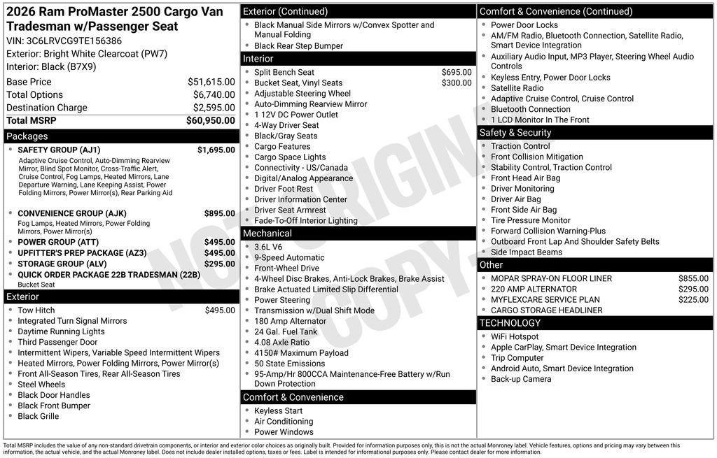 New 2026 RAM ProMaster 2500 w/ Safety Group FWD image 5