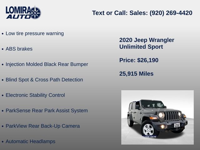 Used 2020 Jeep Wrangler Unlimited Sport w/ Cold Weather Group AWD/4WD image 39