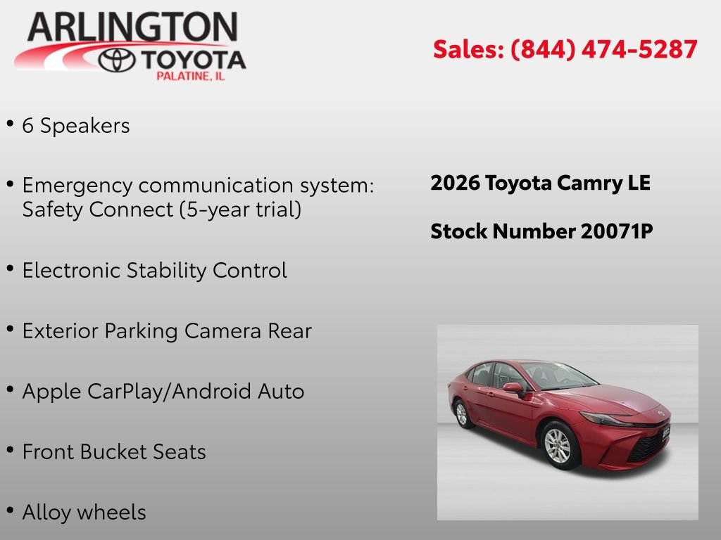 Used 2026 Toyota Camry LE FWD image 2