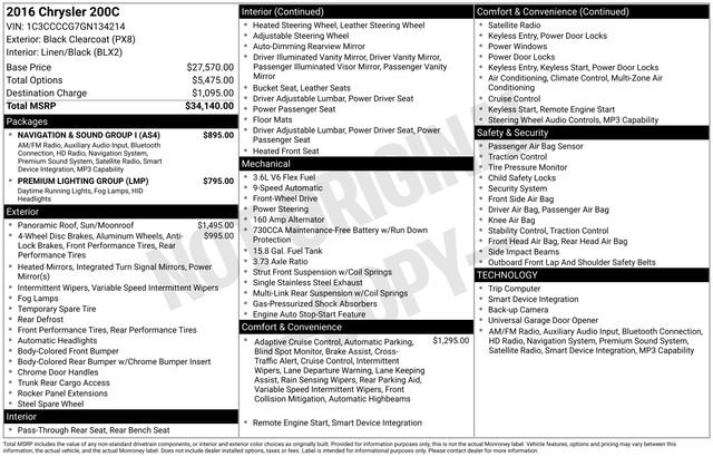 Used 2016 Chrysler 200 C w/ Navigation & Sound Group I FWD image 10