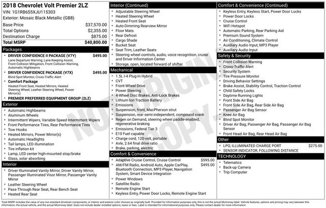 Used 2018 Chevrolet Volt Premier w/ Driver Confidence Package image 19