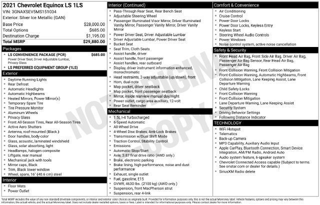 Used 2021 Chevrolet Equinox LS w/ LS Convenience Package AWD/4WD image 38