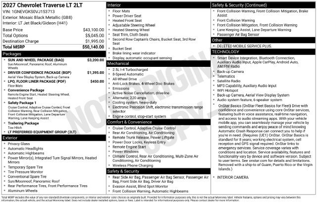 New 2027 Chevrolet Traverse LT w/ Sun and Wheel Package AWD/4WD image 4