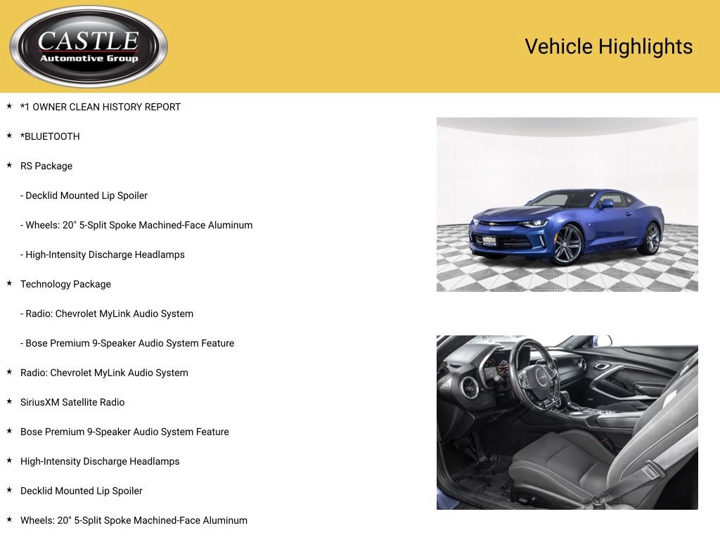 Used 2017 Chevrolet Camaro LT w/ RS Package RWD image 3