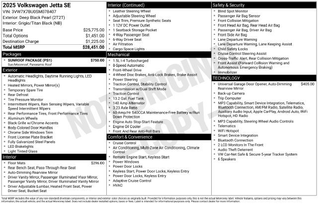 Used 2025 Volkswagen Jetta SE w/ Sunroof Package FWD image 17
