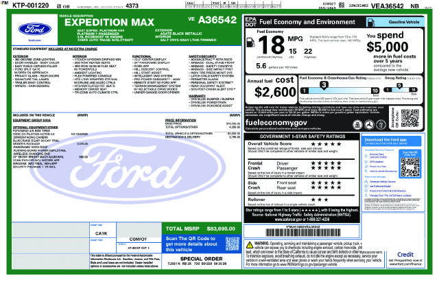 New 2027 Ford Expedition Max Platinum w/ Driver's Package