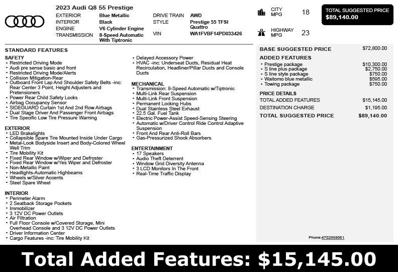 Used 2023 Audi Q8 Prestige w/ Prestige Package image 3