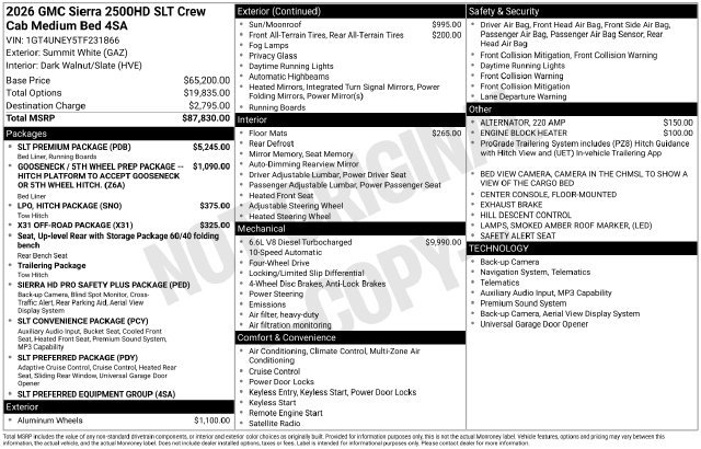 New 2026 GMC Sierra 2500 SLT w/ SLT Premium Package AWD/4WD image 27