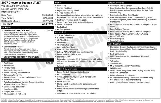 New 2027 Chevrolet Equinox LT w/ Convenience Package II AWD/4WD image 24