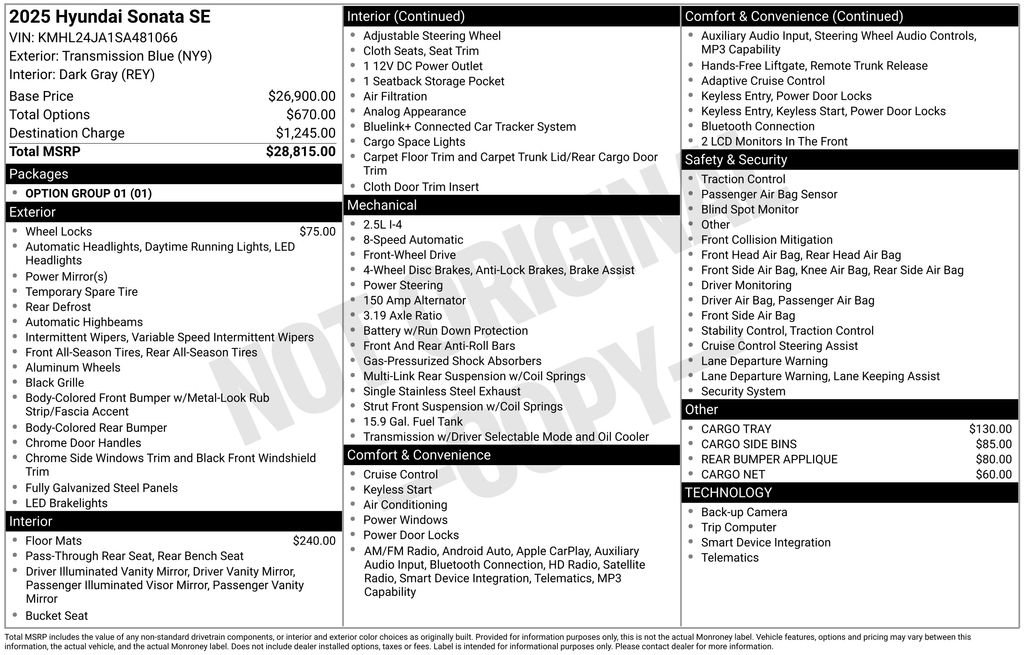 Certified 2025 Hyundai Sonata SE image 36