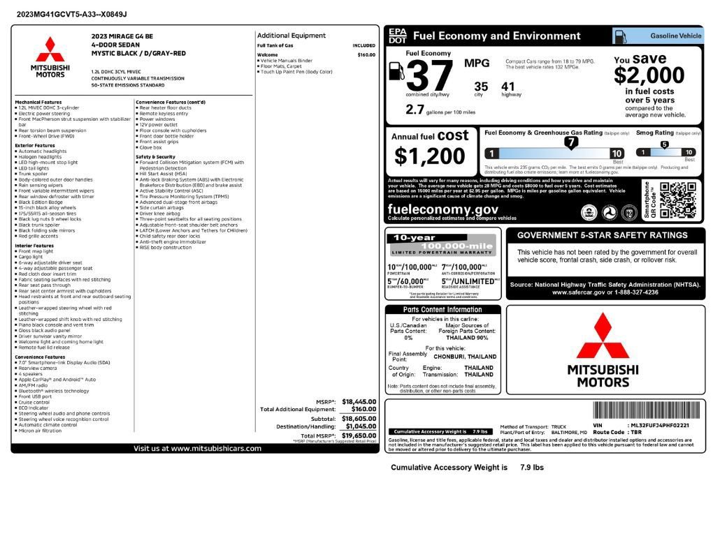 Used 2023 Mitsubishi Mirage G4 Black Edition FWD image 2