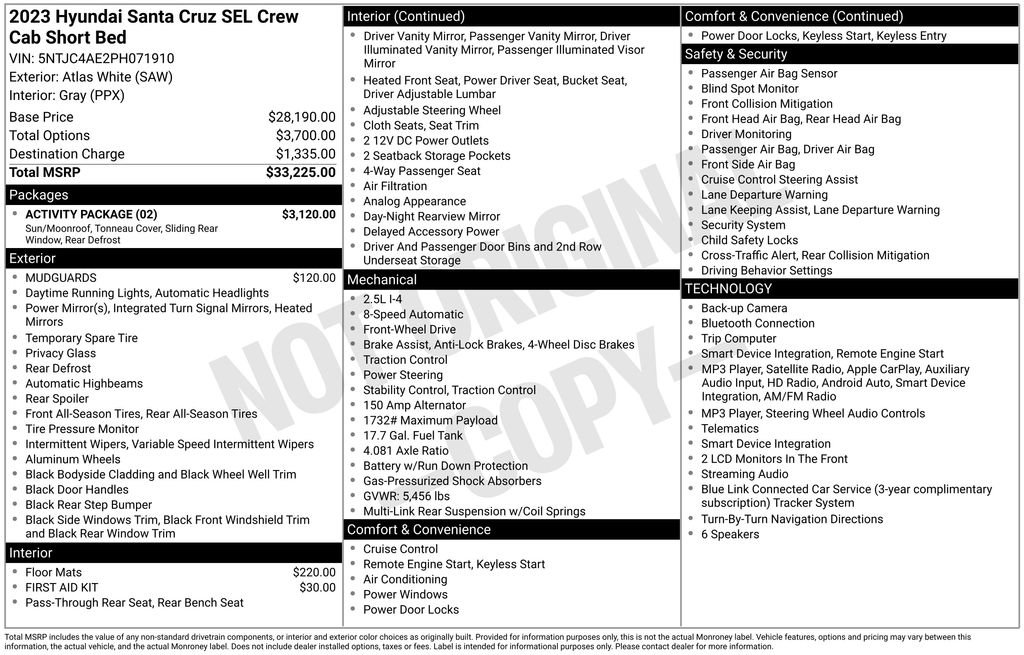 Certified 2023 Hyundai Santa Cruz SEL w/ Activity Package FWD image 31