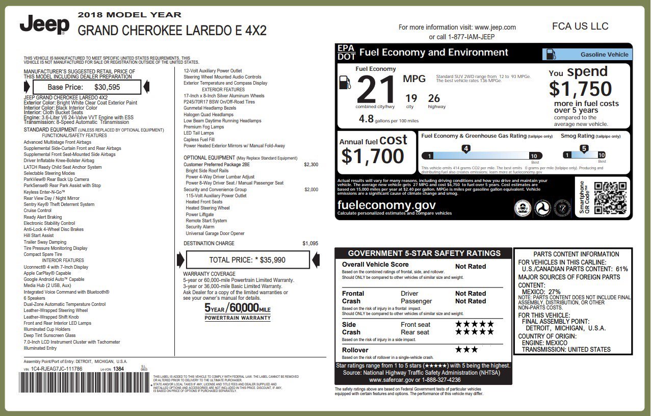 Used 2018 Jeep Grand Cherokee Laredo RWD image 7