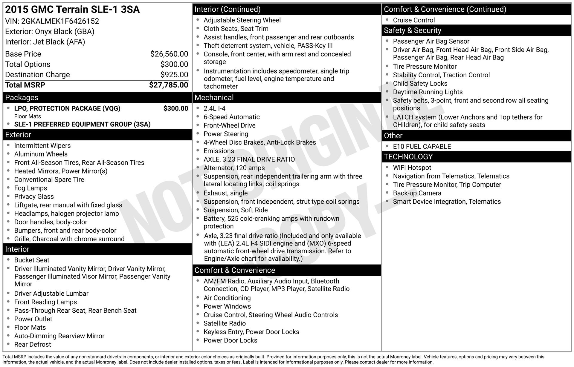 Used 2015 GMC Terrain SLE w/ LPO, Protection Package image 31