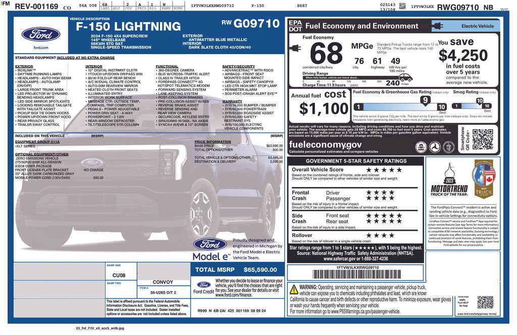 Used 2024 Ford F150 Lightning XLT AWD/4WD image 3