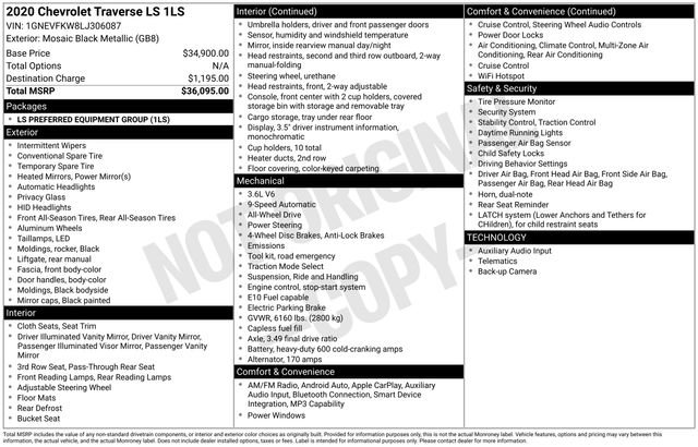 Certified 2020 Chevrolet Traverse LS image 34