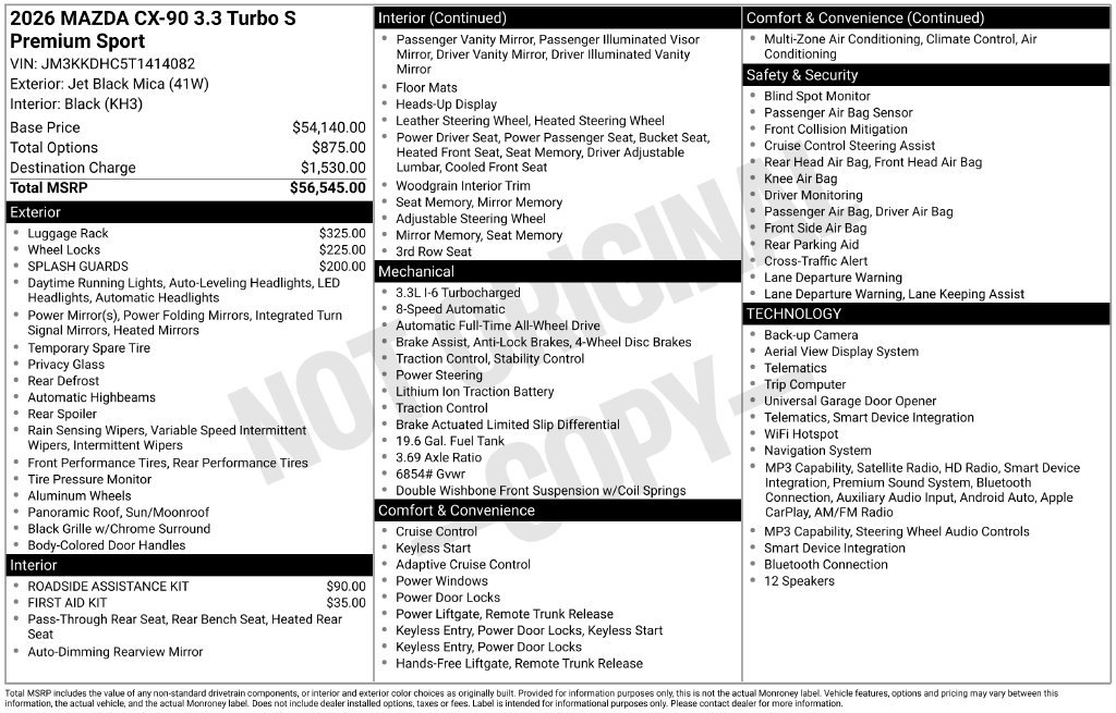 New 2026 MAZDA CX-90 3.3 Turbo S w/ Premium Package AWD/4WD image 3