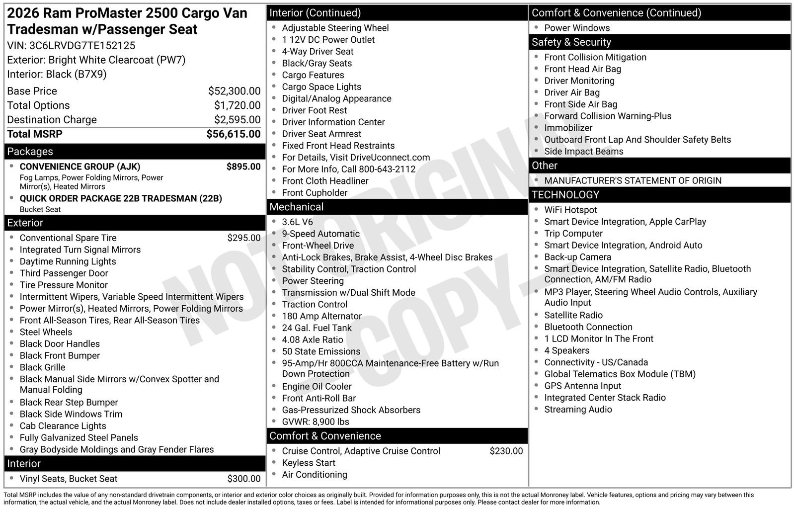 Used 2026 RAM ProMaster 2500 w/ Convenience Group FWD image 34