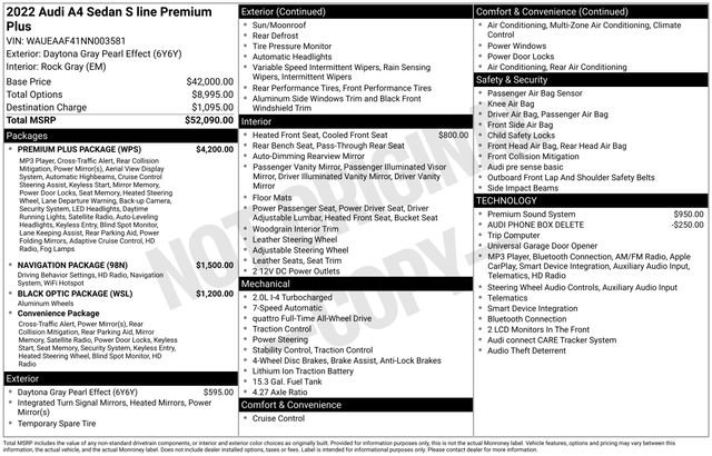 Used 2022 Audi A4 2.0T Premium Plus w/ Premium Plus Package AWD/4WD image 2