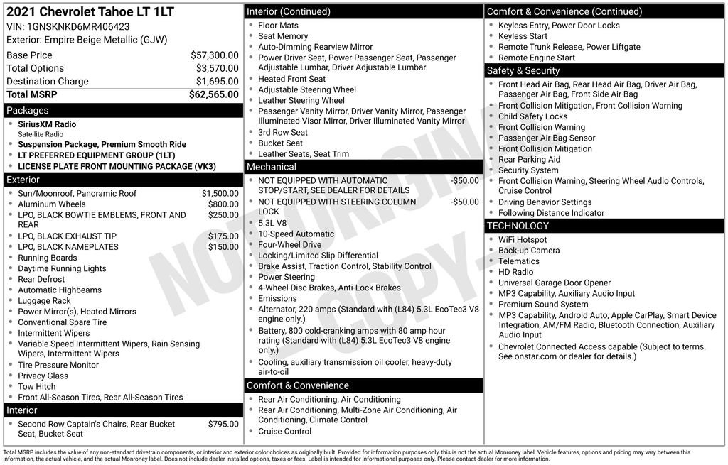 Certified 2021 Chevrolet Tahoe LT AWD/4WD image 42