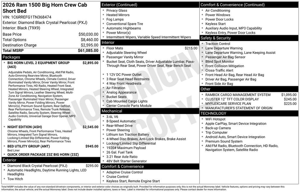 New 2026 RAM 1500 Big Horn RWD image 9