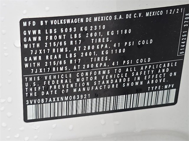 Certified 2022 Volkswagen Tiguan S image 34