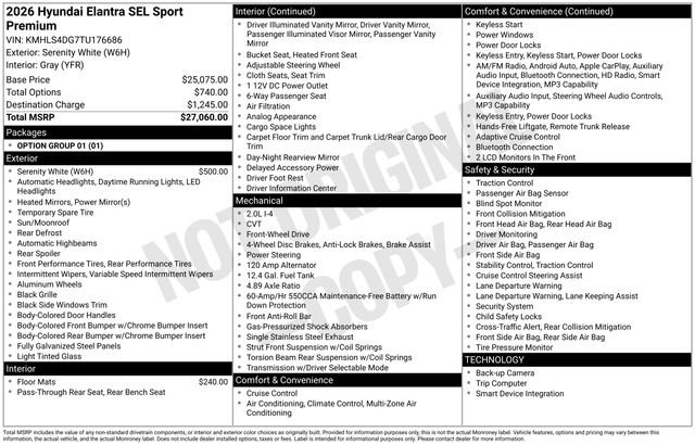 New 2026 Hyundai Elantra SEL Sport Premium FWD image 38
