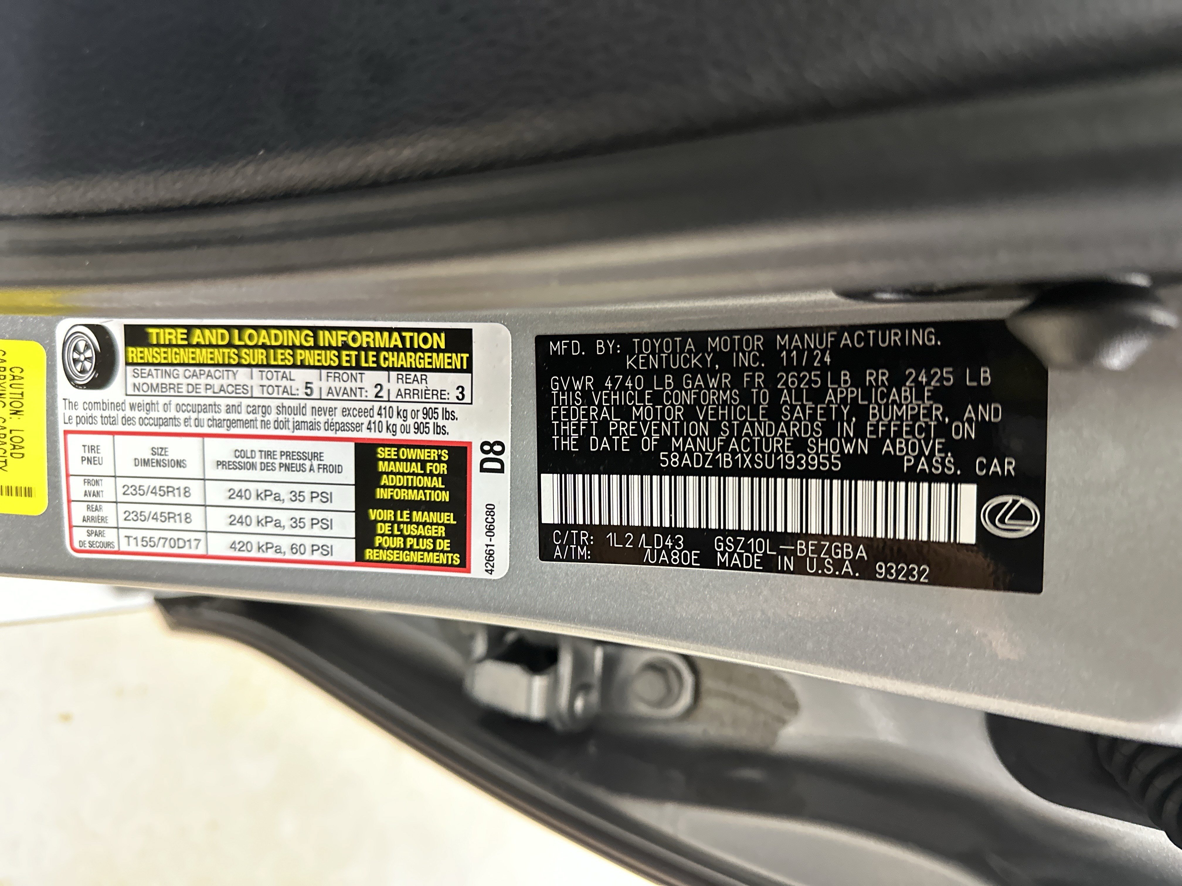 Certified 2025 Lexus ES 350 w/ Premium Package FWD image 35