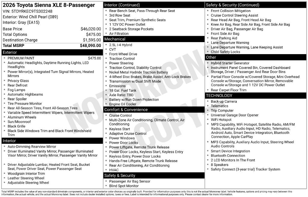 Certified 2026 Toyota Sienna XLE FWD image 5